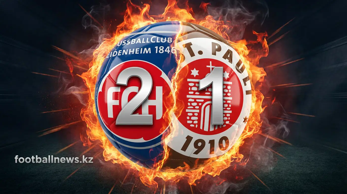 Игроки Санкт-Паули празднуют гол в ворота Хайденхайма на стадионе Миллернтор