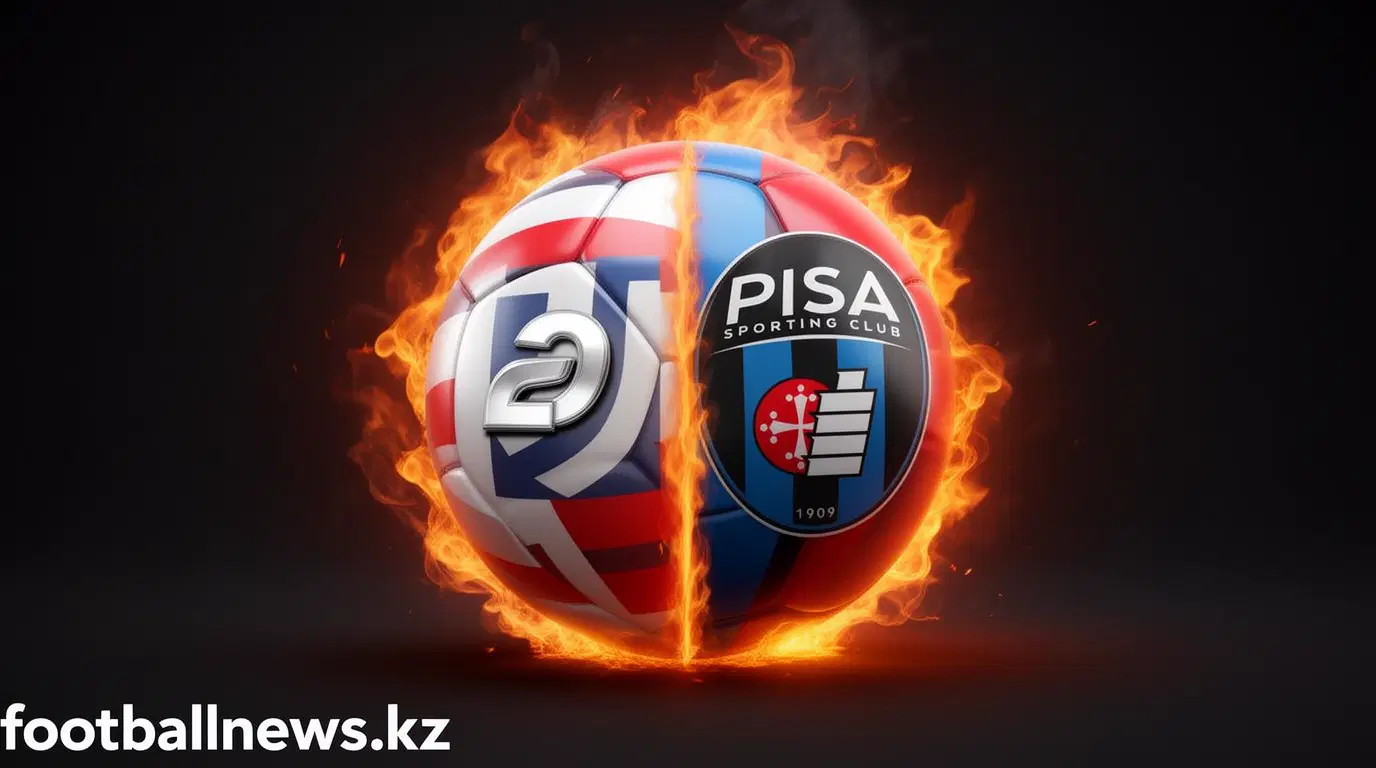 Футболисты Пизы и Ювентуса ведут борьбу за мяч в матче Серии А