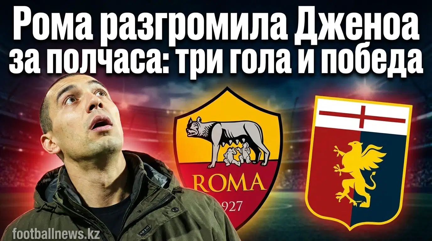 Игроки Ромы празднуют гол в матче против Дженоа на Стадио Олимпико